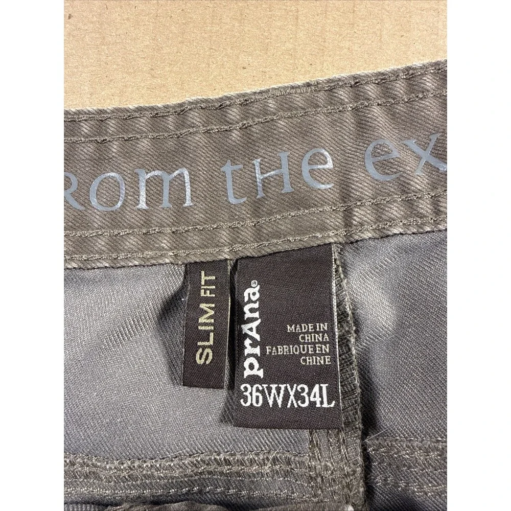 Prana Jeans Men's 36x34 Gray Slim Fit Straight Stretch Casual Outdoor